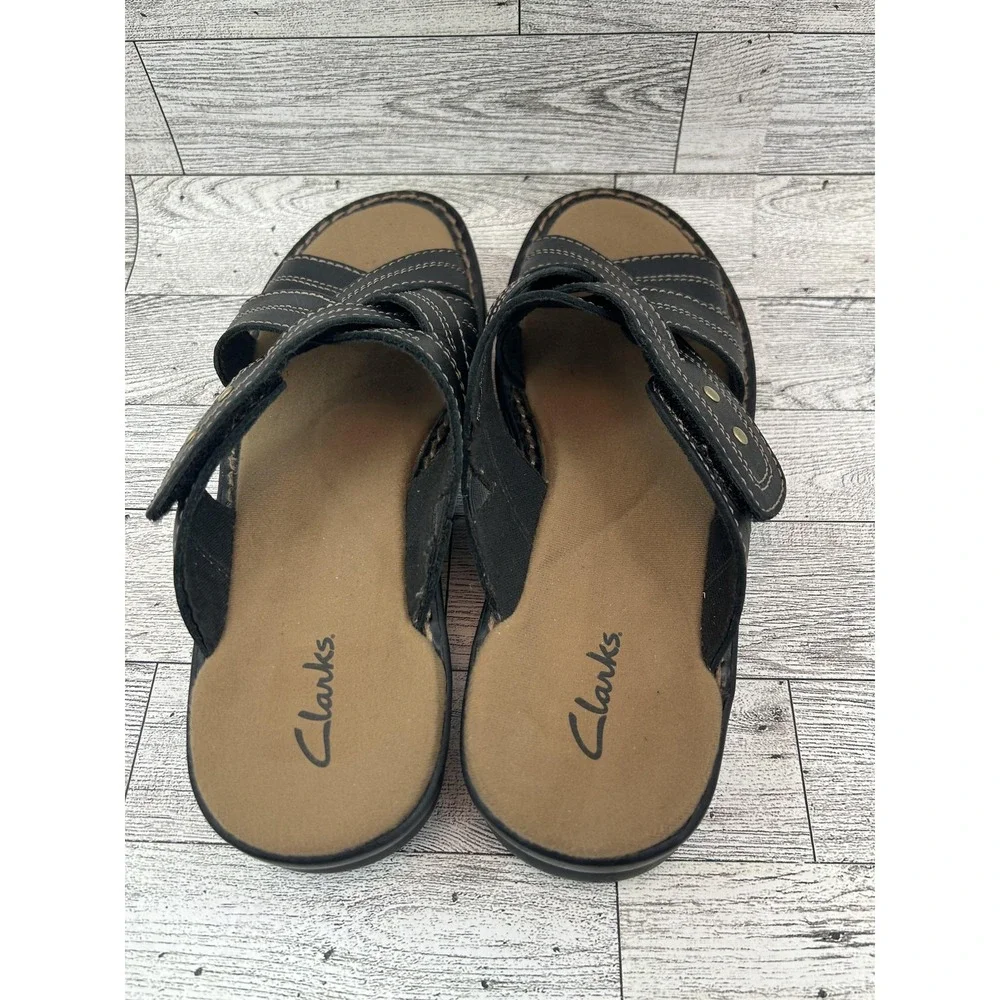 Clarks Sandals‎ Shoes Womens Size 7 Medium Leather Slide Comfort Casual 37319